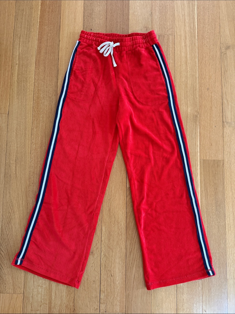 Sundry Red Drawstring Track Pants with Side Stripes from Anthropologie